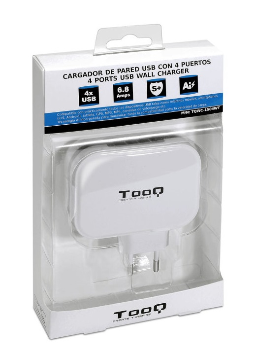 Carregador Universal TooQ QWC-1SC04WT USB-C + USB-A 27W, 3